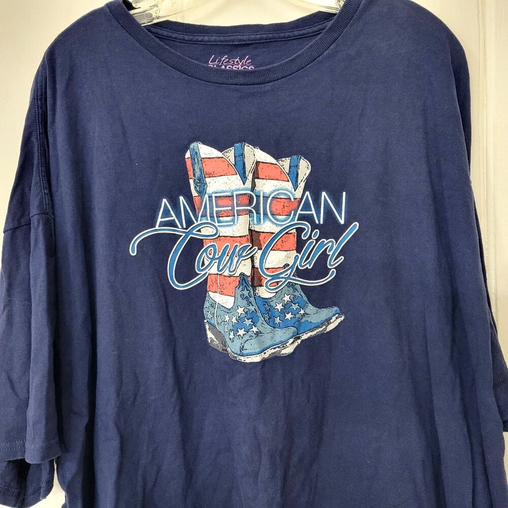 American Cowgirl Red White and Blue T-Shirt - Picture 2 of 4